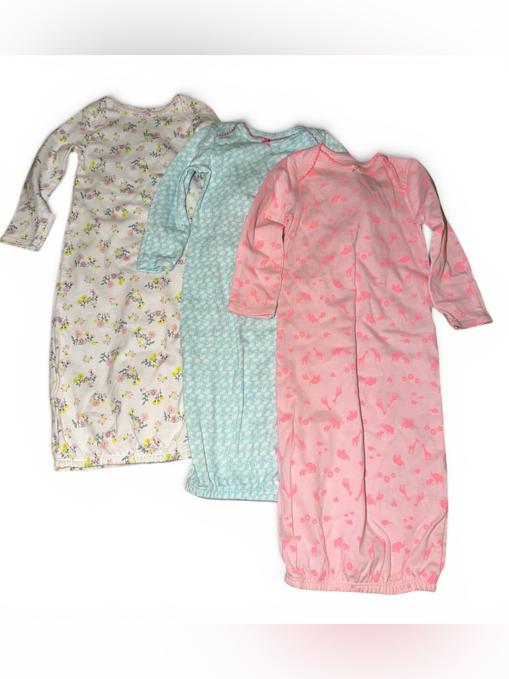 Simple Joys by Carter’s Baby Gown Set 3 Pack 0-3M Floral Swan Safari NWOT